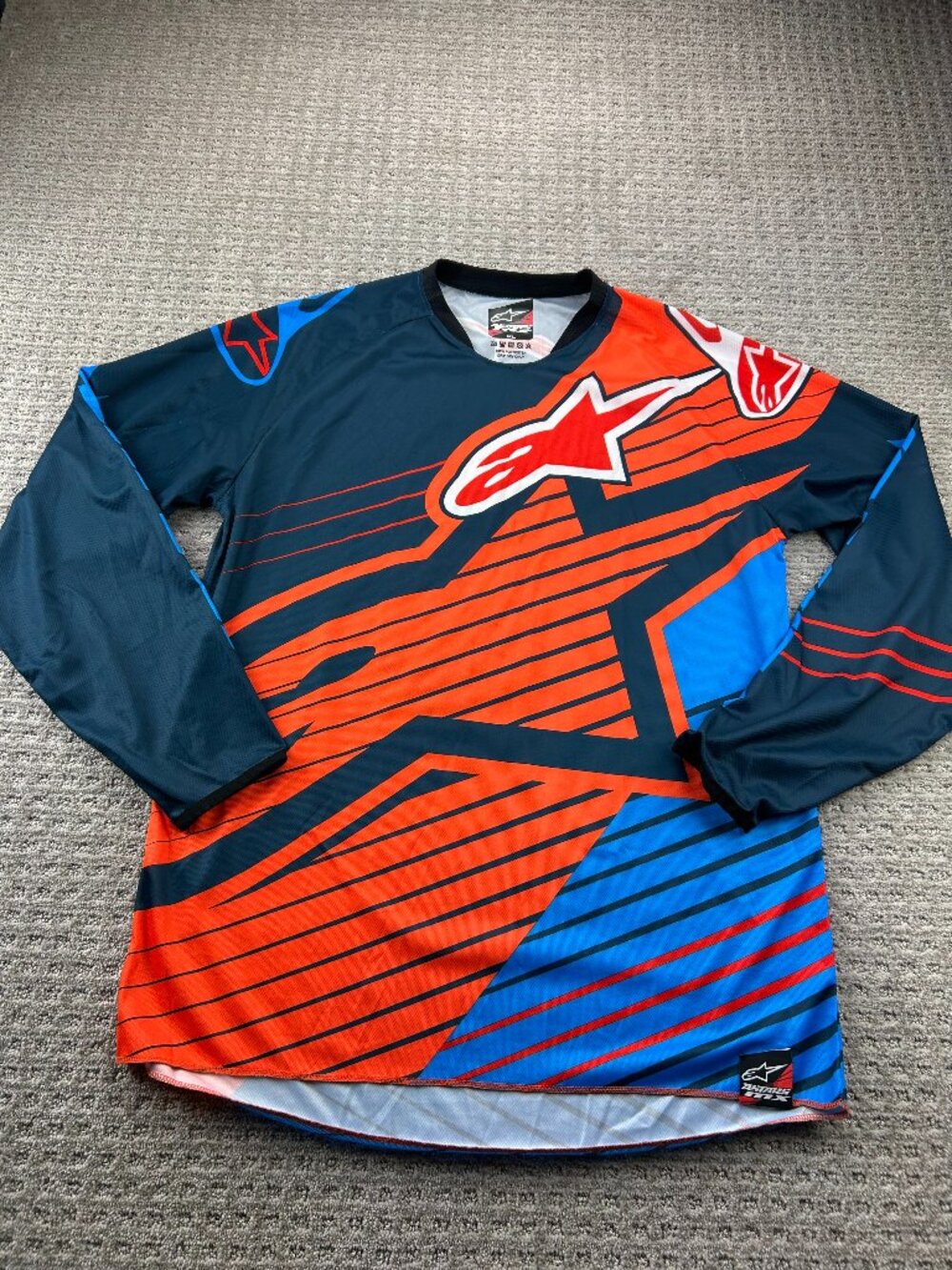 ALPINESTARS MX Motocross Jersey Men Extra Large XL Orange Blue Racer Biker Moto